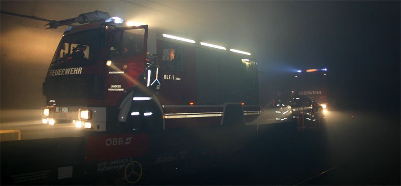Tunnelübung in der Bahnumfahrung Zams