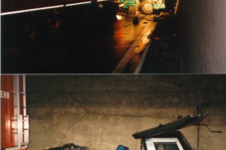 Schwerer Verkehrsunfall mit 2 LKW und 2 PKW im Perjentunnel