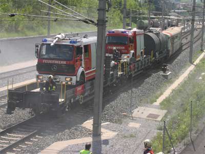 Tunnelübung in der Bahnumfahrung Zams