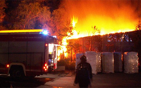 Brand einer Lagerhalle in der Fließerau
