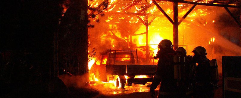Brand einer Lagerhalle in der Fließerau