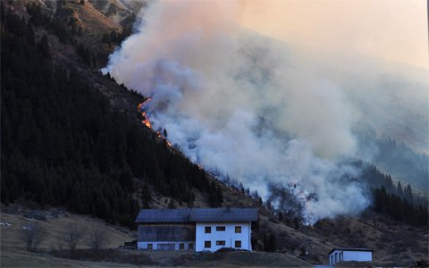 Waldbrand in Galtür