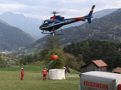 Waldbrand oberhalb von Grins